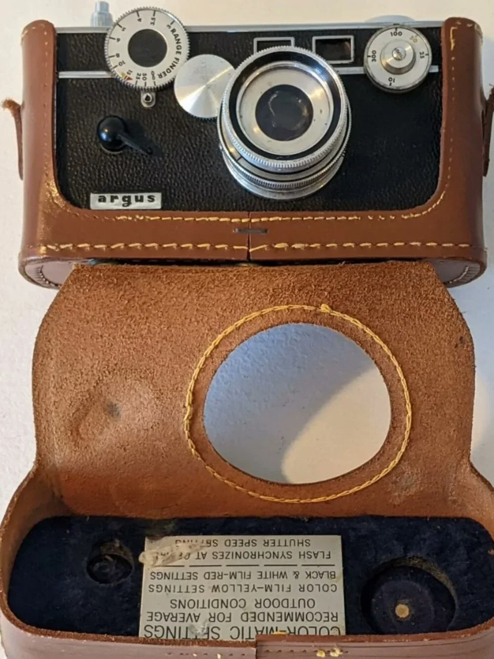 Vintage Argus Cintar 50mm lense Camera In Leather Casing-VA6